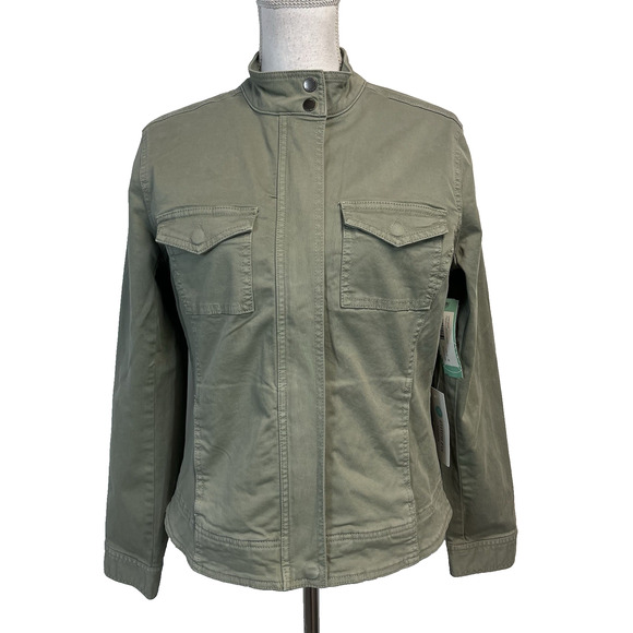 Liverpool Moss Green Harpere Trucker Jacket size Medium Stretch Pockets Casual - Picture 1 of 10